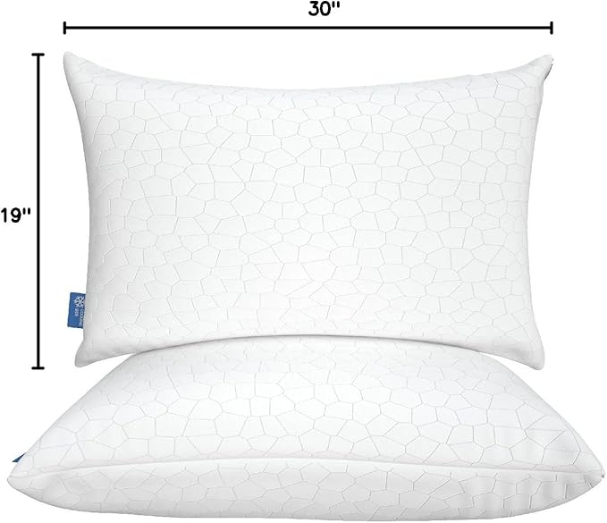 QUTOOL Cooling Memory Foam Pillows Queen Set of 2, Adjustable Shredded Memory Foam,Bed Pillows for Sleeping with Breathable Washable Cover, Designed for Side & Back Sleepers, Adjustable Loft