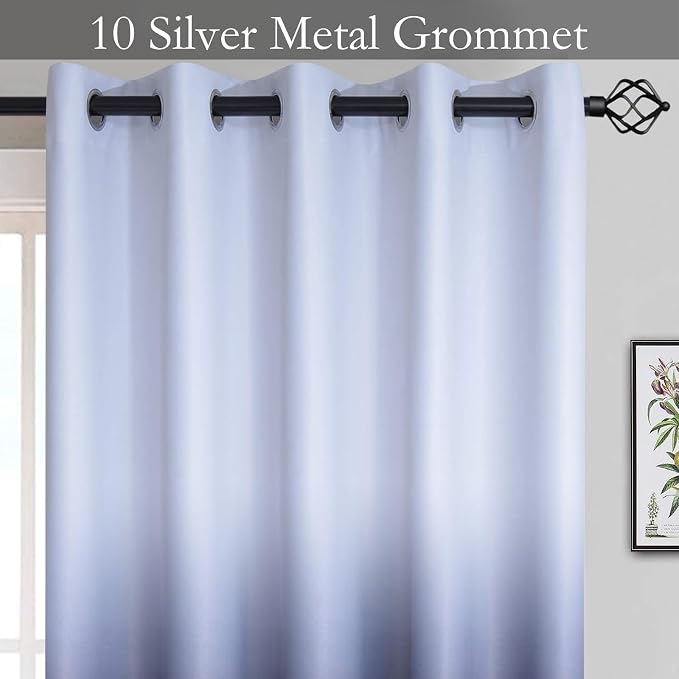 SimpleHome Ombre Gradient Black White to Gray Curtains for Bedroom,62Wx84L | Room Darkening Curtains,Light Blocking Thermal Insulated Grommet Window Curtains for Living Room,2 Panels,84 Inches Length