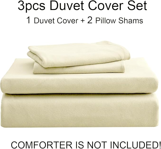 PURE ERA Jersey Knit Sheet Set Solid Creamy White California King | 100% Cotton, 3 Piece Set, T Shirt Soft, Breathable, Envelope Closure Pillowcases, Hidden Zipper, 8 Ties, No Insert, Modern