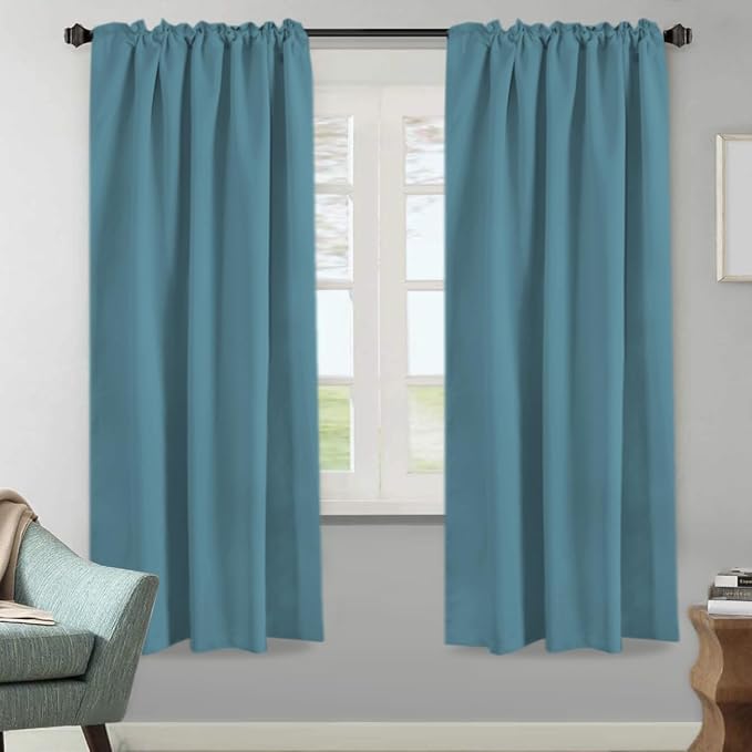 H.VERSAILTEX Blackout Curtains Thermal Insulated Window Treatment Panels Room Darkening Blackout Drapes for Living Room Back Tab/Rod Pocket Bedroom Draperies (2 Panels, Storm Blue, 52 x 72 Inch)