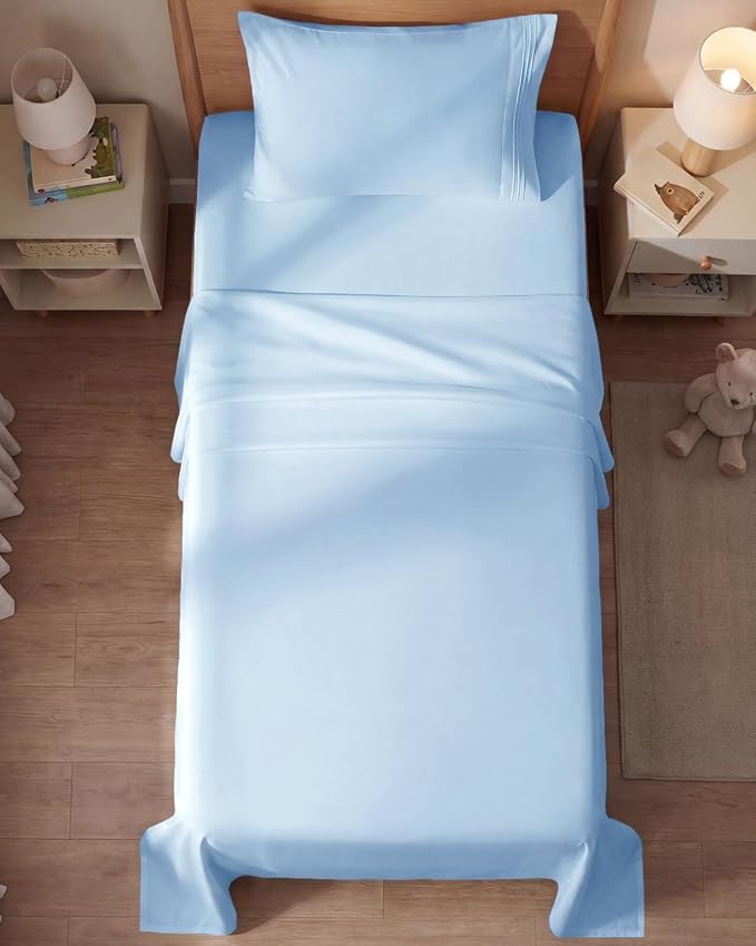 Twin Size 3 Piece Sheet Set - Breathable & Cooling Sheets - Light Blue | Hotel Luxury Bed Sheets for Women & Men, Deep Pockets, Easy-Fit, Extra Soft and Wrinkle Free Sheets, Oeko-Tex Bed Sheet Set