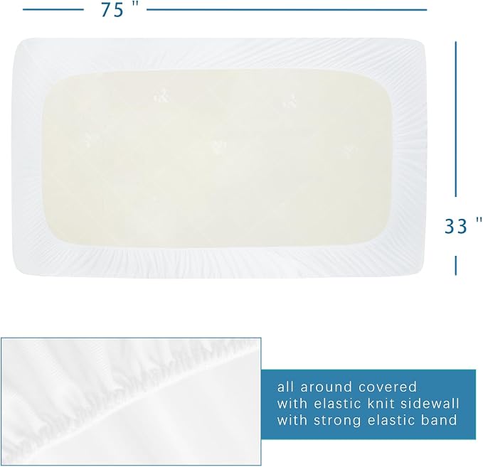 RV Bunk/Daybed/Cot Mattress Protector Cover for Narrow Twin Camper Bed | 75x33 inch, Deep Pocket up to 10", Soft Terry Surface, Waterproof Barrier, Breathable & Absorbent