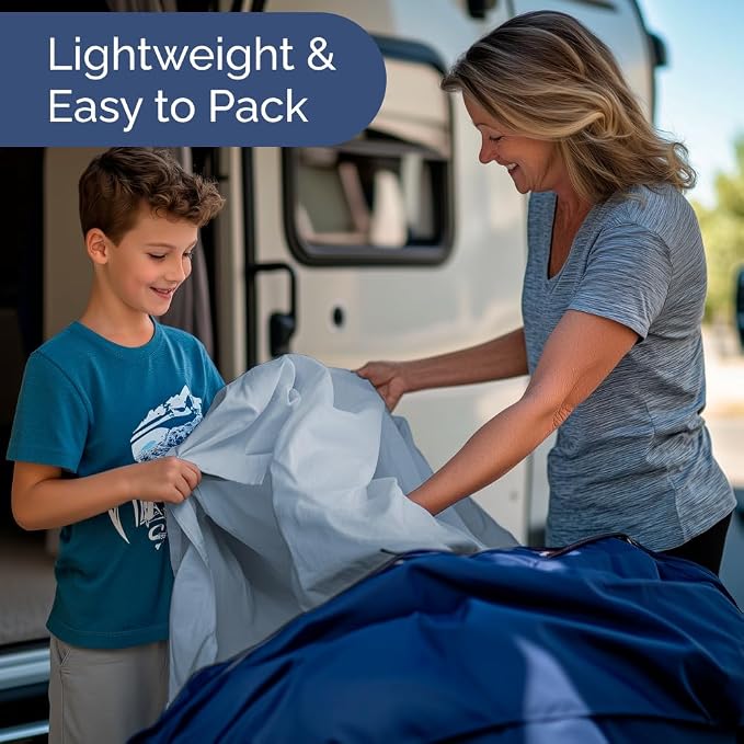 Short Queen Size 4 Piece Bed Sheet Set - RV Short Queen Sheets - Sky Blue | Ultra-Soft, Breathable & Cooling Bed Sheets Set with Deep Pockets, Hotel Luxury Bedding for Women & Men, Wrinkle & Fade Free
