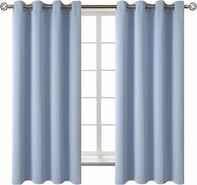 BGment Blackout Curtains for Living Room - Grommet Thermal Insulated Room Darkening Curtains for Bedroom, 2 Panels of 52 x 63 Inch, Spa Blue | Grommet Top, Light-Blocking, Sunblock, Thermal Insulated, Window Drapes for Kids Boys Room, 52x63 Inch