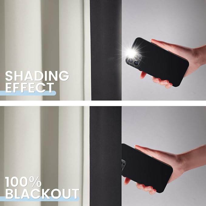 SimpleHome Cream 100% Blackout Curtains Room Darkening Living Room 72 Inch | Curtains for Bedroom,Thermal Insulated Grommet Window Drapes,Curtains for Living Room with Black Back,52 x 72 Inch,2 Panels