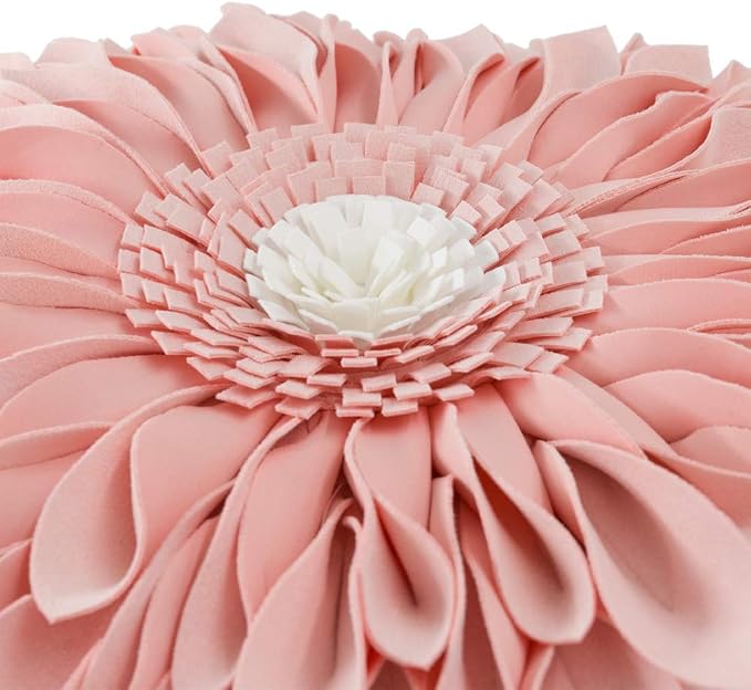 OiseauVoler 3D Sunflower Handmade Throw Pillow Covers Decorative Pink Pillowcases for Couch Girls Bed Living Room Home Decor 18x18 Inches