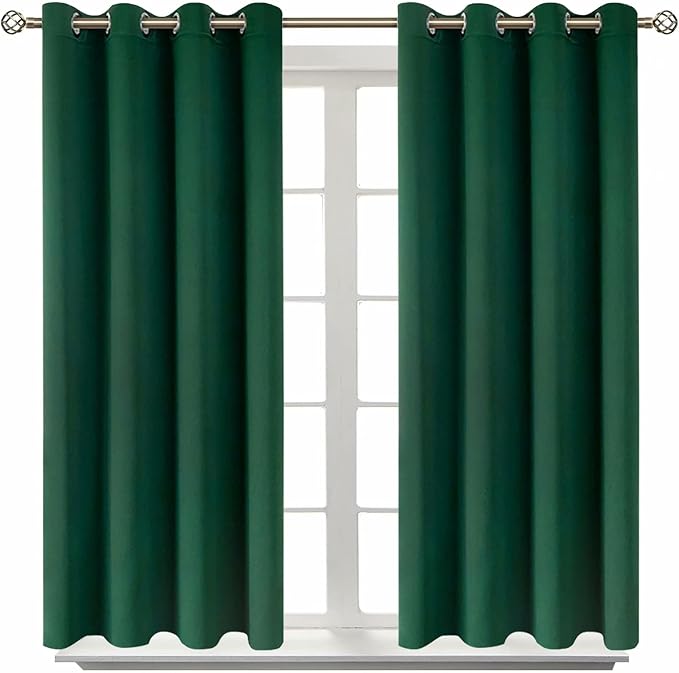 BGment Blackout Curtains - Grommet Thermal Insulated Room Darkening Bedroom and Living Room Curtain, Set of 2 Panels (52 x 54 Inch, Emerald) | Grommet Top, Black Out, Room Darkening, Sunblock, Thermal Insulated, Window Drapes for Kids Boys Room, 52x54 ...