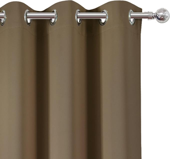 Brown Thermal Blackout Curtains/38 x 84 Inch/Set of 2 Panels Room Darkening Curtains for Bedroom
