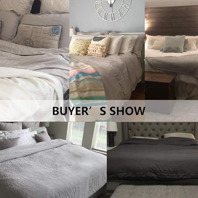 Simple&Opulence 100% French Linen Duvet Cover Set with Embroidered,3 Pcs Washed Soft Farmhouse Bedding Set with Button Closure,1 Comforter Cover and 2 Pillowshams(King,White)