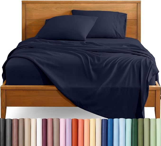 Bare Home Queen Sheet Set - 1800 Ultra-Soft (Queen, Midnight Blue) | Deep Pockets 6 to 15 Inches, Breathable, Hypoallergenic, Hotel Luxury, Easy Fit, Soft, All-Season