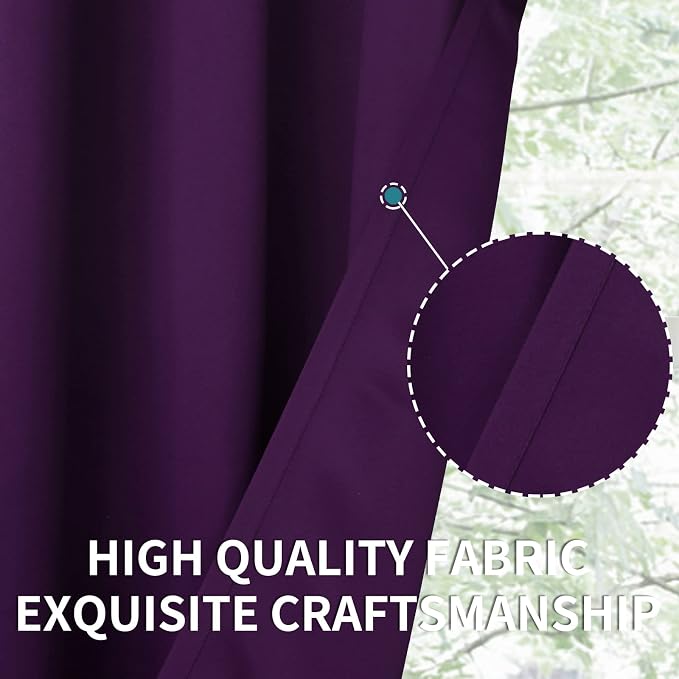 BGment Purple Blackout Curtains for Bedroom 54 Inch Long - 2 Panels | Grommet Top, Black Out, Room Darkening, Sunblock, Thermal Insulated, Window Drapes for Kids Boys Room, 52x54 Inch