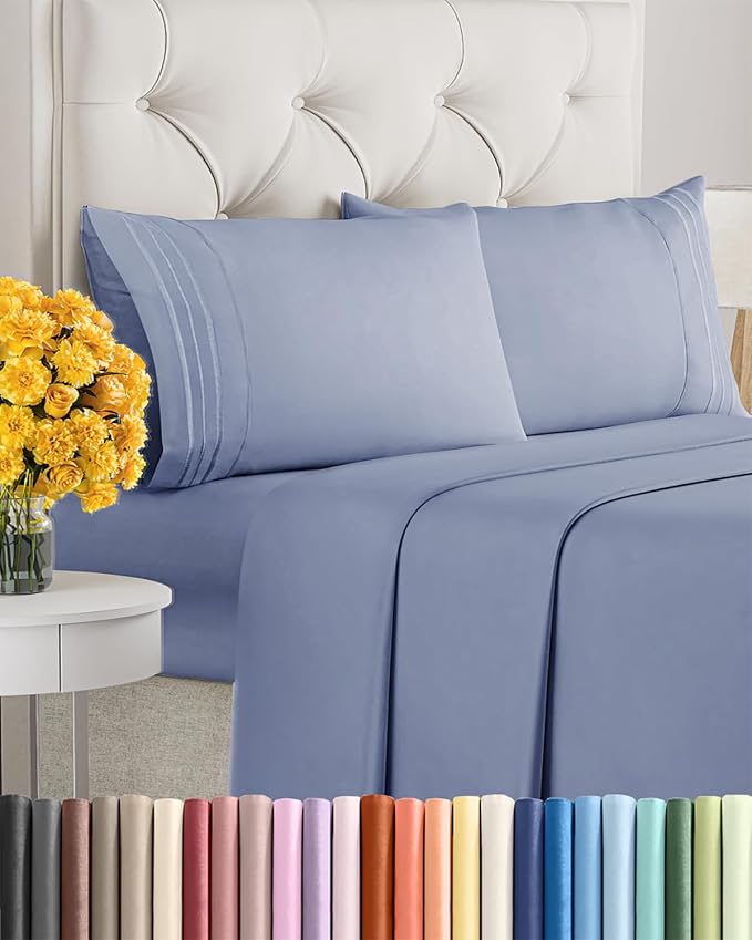 Queen Size 4 Piece Sheet Set - Ultra Soft & Cooling Sheets - Dusty Purple | Fits 8 Inch to 16 inch Mattress, Wrinkle Free & Fade Resistant with Deep Pockets, Breathable, Comfy Hotel Luxury Bedding