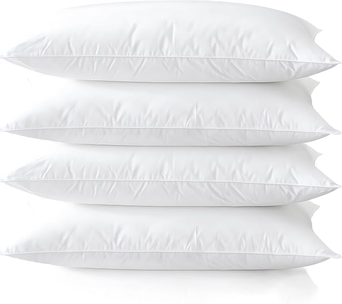 Acteb Medium Support Bed Pillows Queen Size Set of 4 Pack for Sleeping 20"x30", Hypoallergenic Skin Friendly Down Alternative Filling for Side Stomach Back Sleeper Machine Washable