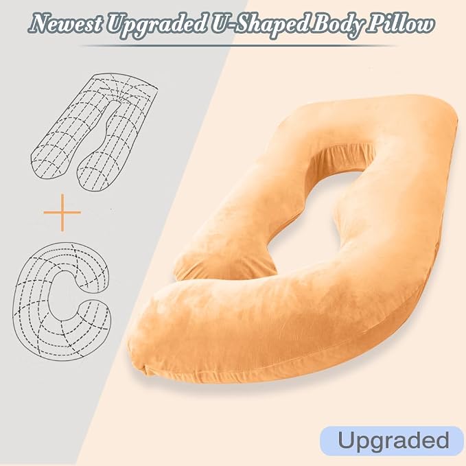 60 Inch Pregnancy Pillow for Sleeping (Brown) | Extra Large U Shaped Body Pillow, Maternity Pillow for Pregnant Women