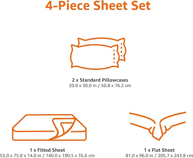 Amazon Basics Breathable, Ultra-Soft, Wrinkle-Resistant Microfiber 4-Piece Bed Sheet Set with 14-Inch Deep Pockets, Machine Washable, Full, Light Blue, Solid