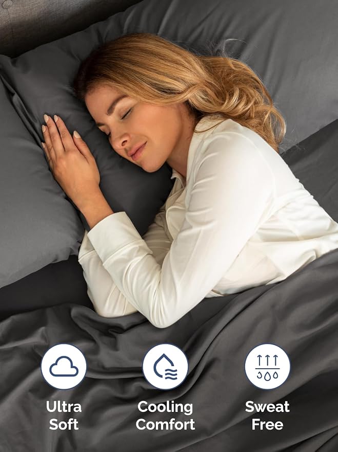 Extra Deep Cal King Fitted Sheet - Single Fitted Sheet Only - Charcoal | Easily Fits 18 inch to 24 inch Mattress, Soft, Wrinkle Free, Breathable & Comfy, Extra Deep Pockets Hotel Luxury Fitted Sheet