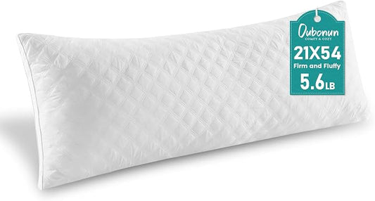 Oubonun Full Body Pillow for Side Sleeper, Adjustable Firm Long Bed Pillow | Extra Fill Plush Support - Large Quilted Loft Insert for Pregnancy Contour, Breathable Sweat-Absorbing Skin-Friendly Cushion