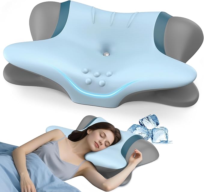 Cervical Neck Pillow for Pain Relief - Ergonomic Side Sleeper Pillow for Sleeping, Cooling Memory Foam Pillows for Neck Support, Orthopedic Pillow Contour Bed Pillow for Back Sleepers