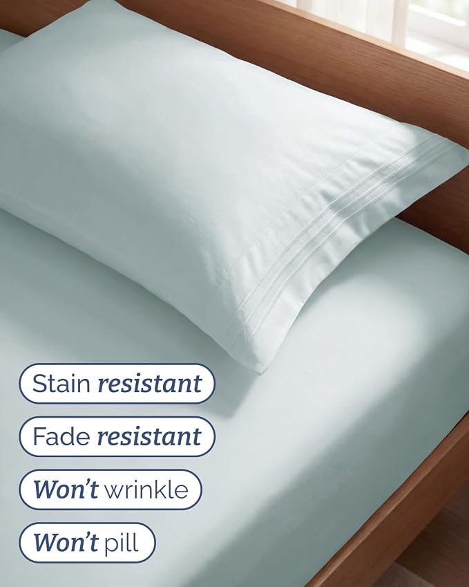 Twin Size 3 Piece Sheet Set - Comfy Breathable & Cooling Sheets - Ice Blue | Hotel Luxury Bed Sheets for Women & Men, Deep Pockets, Easy-Fit, Extra Soft and Wrinkle Free Sheets, Oeko-Tex Bed Sheet Set