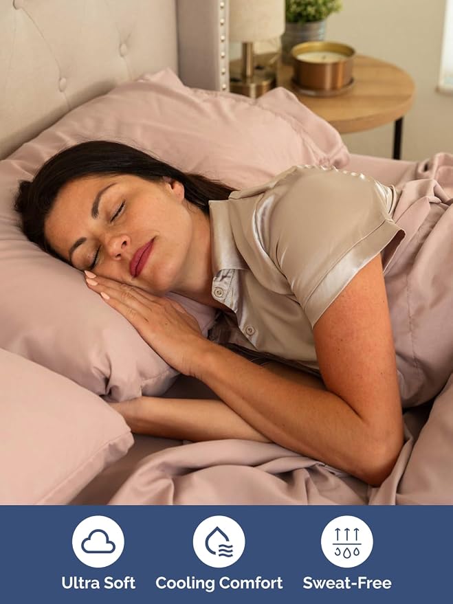 Extra Deep Queen Sheet Set - 6 Piece Breathable and Cooling Sheets - Mauve | Hotel Luxury Bed Sheets Set, Easy & Secure Fit, Ultra-Soft, Wrinkle & Fade Free, Comfy Sheets Set with Extra Deep Pockets