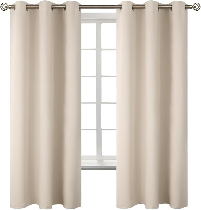 BGment Champagne Room Darkening Curtains 63 Inch for Bedroom - 2 Panels | Grommet Top, Light-Blocking, Sunblock, Thermal Insulated, Window Drapes for Kids Boys Room, 42x63 Inch