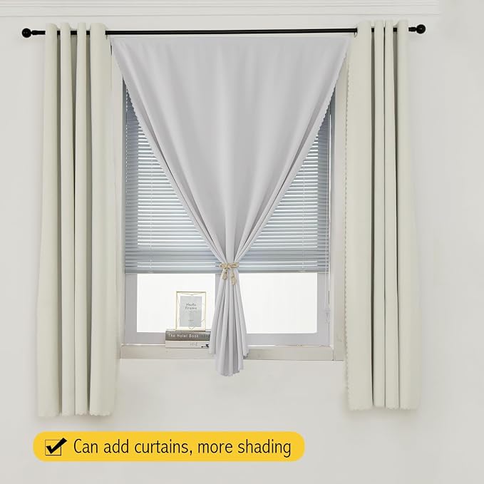 Instant Blackout Window Curtain with Reusable Adhesive, Thermal Insulated Fabric for RV Camper Small Windows, 71" W x 72" L, Light Grey, 1 Panel