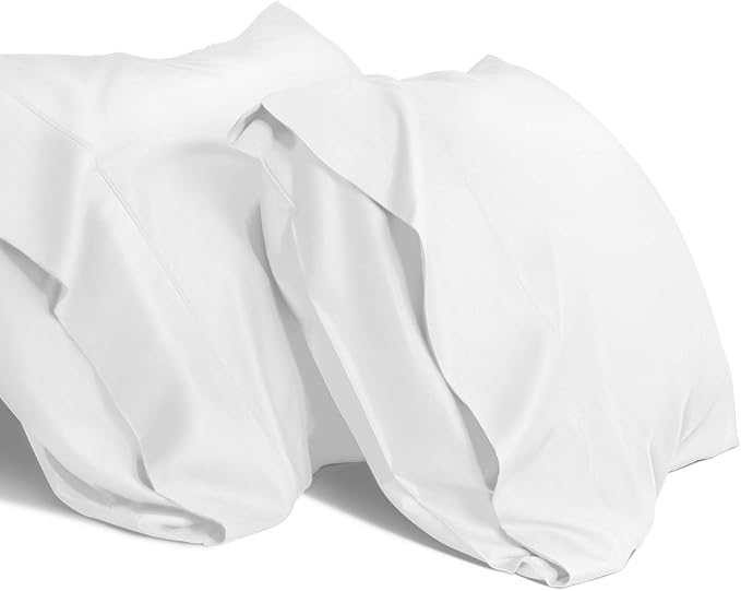WishSmile Standard Pillow Cases Cooling Pillowcases Set of 2 Breathable Cool Silky Soft Rayon Derived from Bamboo Fabric,Hair and Skin Friendly,White,20x26IN