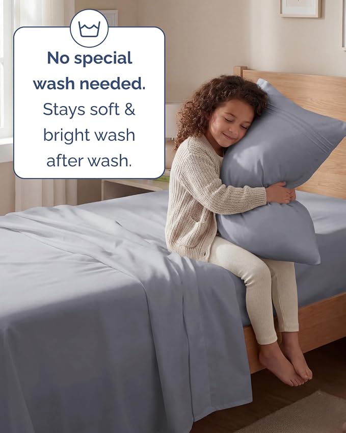 Twin Size 3 Piece Sheet Set - Breathable & Cooling Sheets - Steel Blue | Hotel Luxury Bed Sheets for Women & Men, Deep Pockets, Easy-Fit, Extra Soft and Wrinkle Free Sheets, Oeko-Tex Bed Sheet Set