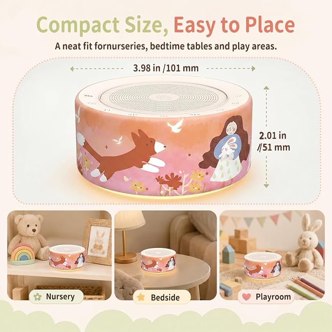 Kipcush White Noise Machine for Baby & Adults, Sleep Sound Machine with 30 Soothing Sounds, 8-Color Night Light, Memory Function, White Noise for Sleeping, Nursery, Office, Travel, Relaxation