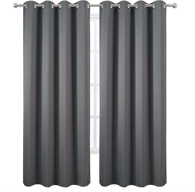 Blackout Curtains 52 x 120 Inch Long Frost Grey Curtains Set of 2 Panels Room Darkening Curtains for Bedroom and Living Room