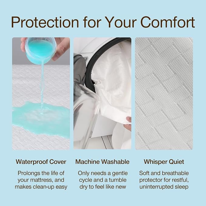 Coop Home Goods Ultra-Cool Waterproof Mattress Protector, Twin, Cooling Mattress Protector, Machine Washable Cooling Bed Cover, Whisper Quiet Waterproof Bed Cover, Twin (39x75)