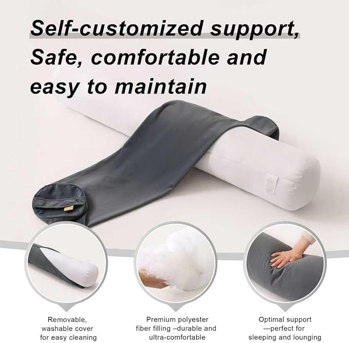 Body Pillow for Adults,Long Round Pillow,Big Cylindrical Pillow,Large Full Bolster Pillows for Side Sleepers (Charcoal Gray, 59"*7.87")