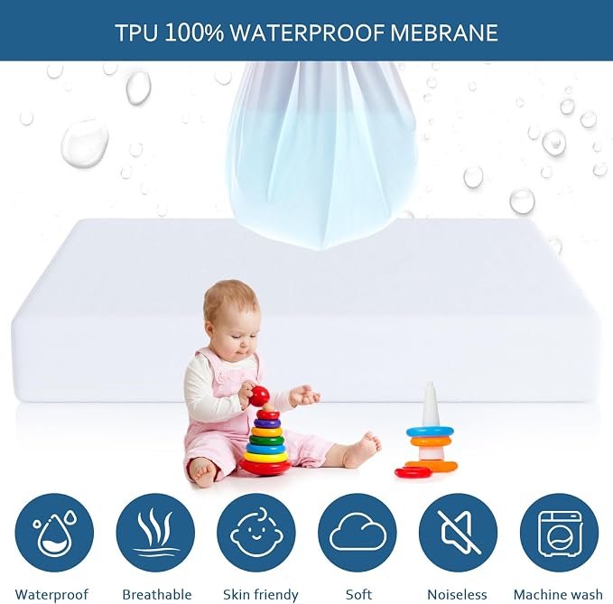 Twin XL Mattress Protector Cover Cooling,Extra Long Twin Waterproof Cover | Viscose Terry Mattress Protector for College Dorm Room Essentials,Soft and Noiseless,Deep Pocket Fits Up to 14 Inch,2 Pack