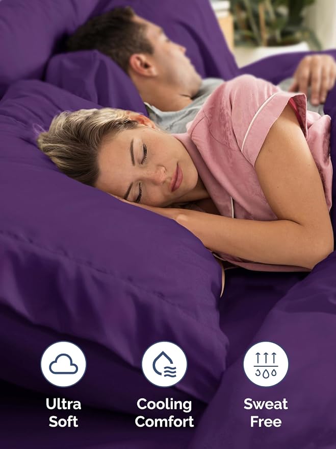 Extra Deep King Sheet Set - 6 Piece Breathable and Cooling Sheets - Purple | Hotel Luxury Bed Sheets Set, Easy & Secure Fit, Ultra-Soft, Wrinkle & Fade Free, Comfy Sheets Set with Extra Deep Pockets