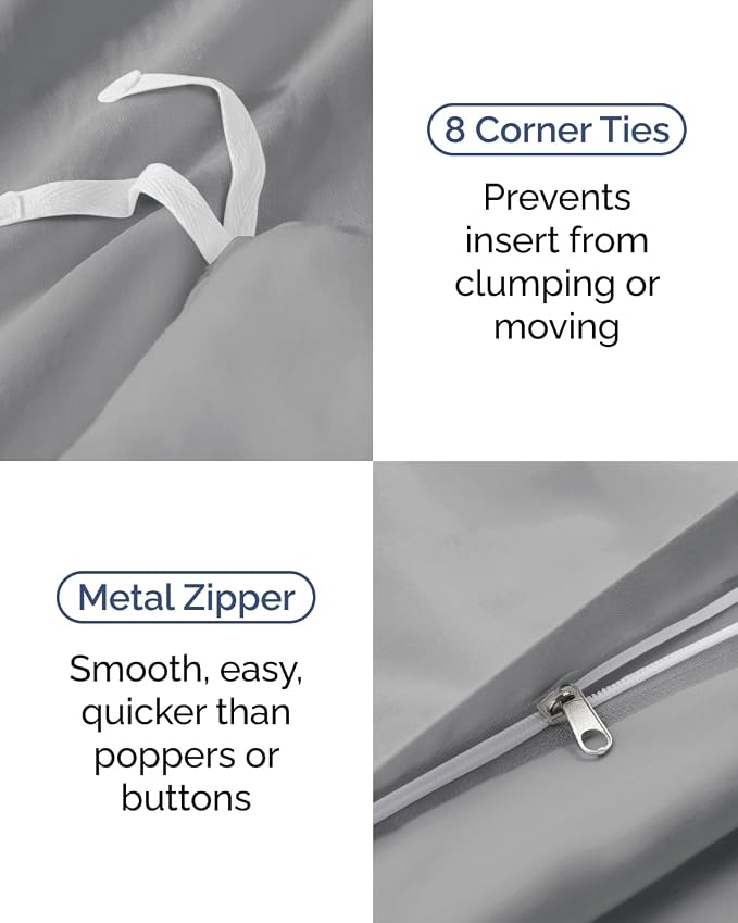 Duvet Cover Twin/Twin XL - 2 Piece with Zipper Closure - Steel Blue | Extra Soft, Breathable, Twin/Twin XL Duvet Cover 68" x 90" w/ 1 Pillow Sham, Zipper Closures & Ties, Women, Men, Kids & Teens