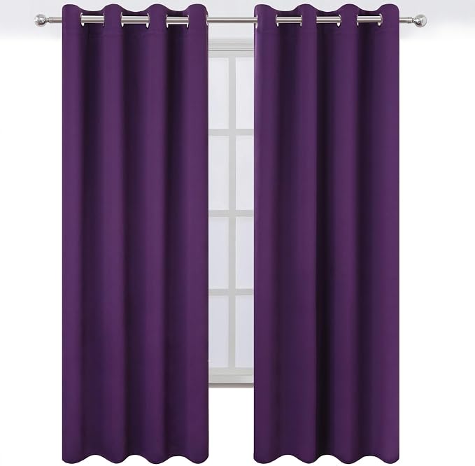 Blackout Curtains 52 x 120 Inch Long Purple Curtains Set of 2 Panels Room Darkening Curtains for Bedroom and Living Room