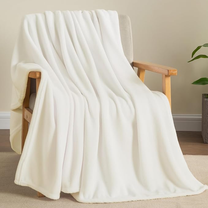 BEDELITE Fleece Blanket Soft Plush Throw for Couch Cream 50"x60" | Ultra Soft Fleece, Plush Microfiber, Lightweight Warmth, All Season Comfort, Fade Resistant, Machine Washable, Couch Sofa Bed