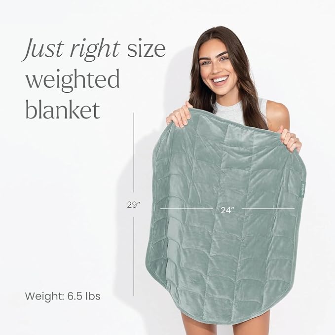 nodpod Body 6.5lb Patented Compact Weighted Blanket | Perfect for Relaxation, Lounging, Napping, Sleeping & Travel, Glass Bead Filled, Machine Washable, 29" x 24", Sage