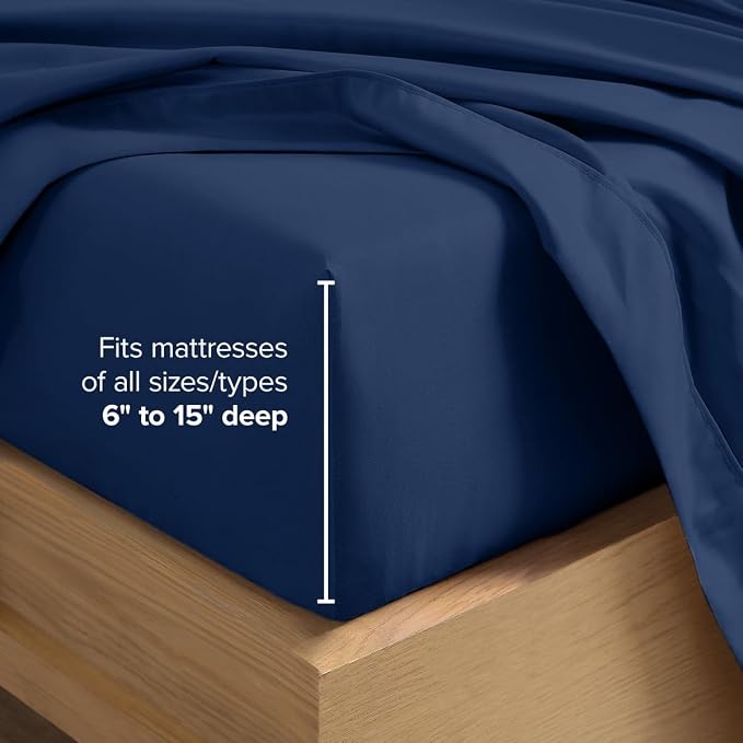 Bare Home Cal King Sheet Set - 1800 Ultra-Soft (California King, Dark Blue) | Deep Pockets 6 to 15 Inches, Breathable, Hypoallergenic, Hotel Luxury, Easy Fit, Soft, All-Season