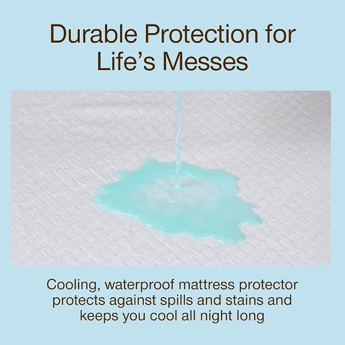 Coop Home Goods Ultra-Cool Waterproof Mattress Protector, Twin, Cooling Mattress Protector, Machine Washable Cooling Bed Cover, Whisper Quiet Waterproof Bed Cover, Twin (39x75)