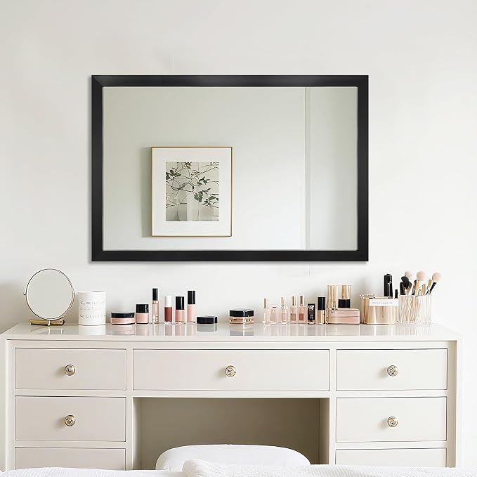 Bathroom Mirror for Over Sink 36x24 Inch Rectangular Wall Mirror, Black | Decorative Wall Mounted Mirror, Hangs Horizontally or Vertically for Vanity, Entryway, Restroom