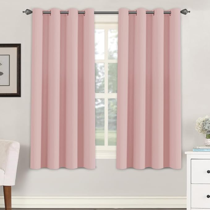 H.VERSAILTEX Blackout Curtain for Living Room Thermal Insulated Window Treatment Curtain Extra Long 63 inch Length Energy Saving Solid Grommet Top, One Panel, Baby Pink, 52" W x 63" L