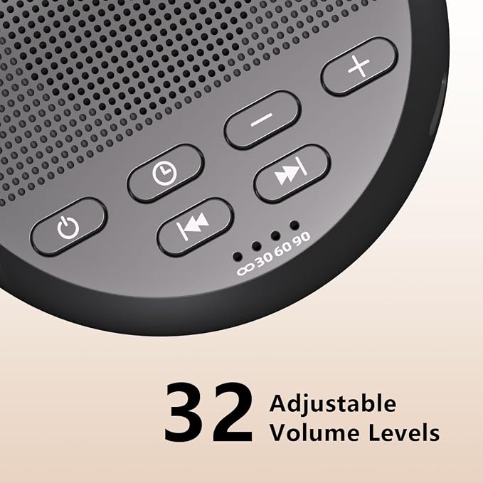 Portable Sound Machine White Noise Machine Nonstop 30 Soothing Sounds for Baby Kids Adults Pink Noise Sleep Machine 36-Level Vol Auto-Off Timer Memory Function for Home Travel Office
