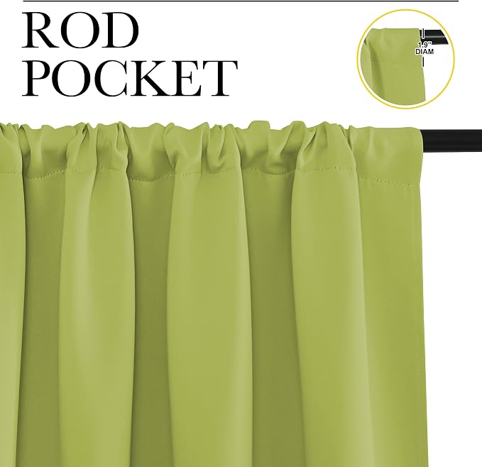 NICETOWN Kitchen Curtains, Fresh Green, 34" x 40", Set of 2, Short Blackout Curtains & Drapes, Thermal Insulated Rod Pocket Window Treatment Draperies for Nursery