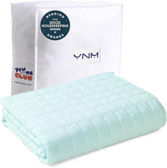 YnM 17lbs Weighted Blanket for Adults, Heavy Bed Throw Blanket with Cooling Glass Beads for All Season Use, Ideal for ~160lbs (60x80 Inches, Queen, Mint Green)