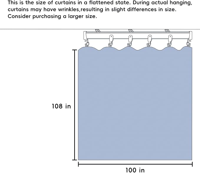 MaKefeile Room Divider Curtains Total Blackout Privacy Curtain Panel Room Thermal Insulated Noise Reduction Curtains for Bedroom Window Living Room Ceiling Track Curtain W 8.3 ft × H 9 ft Grey