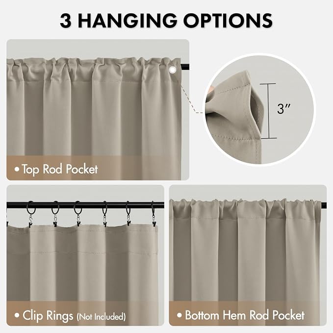 MIULEE Cobblestone Blackout Curtains 4 Panels Set 72 Inch Length Bedroom | Thermal Curtains for Summer Heat, Light Blocking Privacy Window Drapes, Top&Bottom Rod Pocket