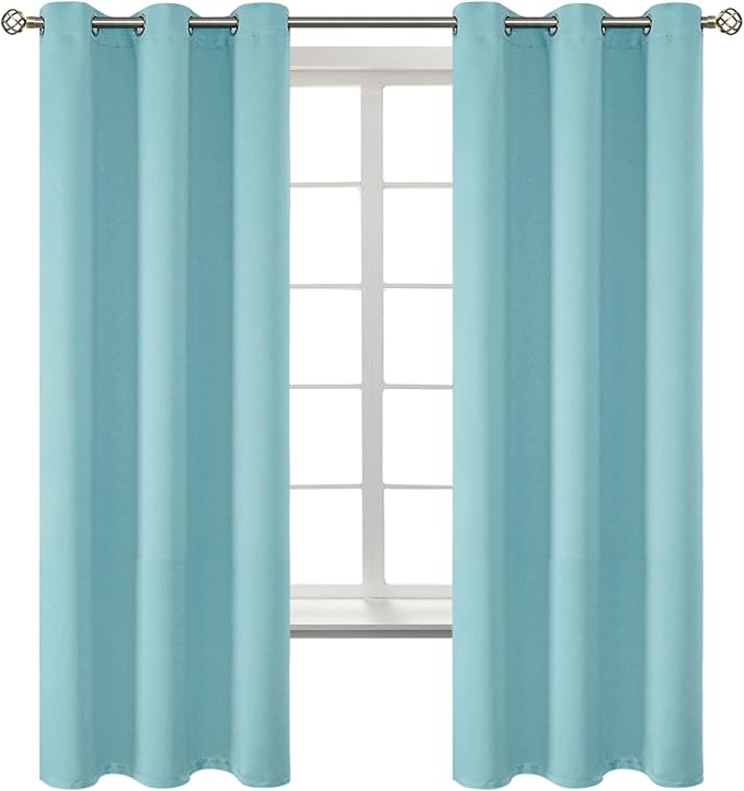 BGment Baby Blue Blackout Curtains for Bedroom 63 Inch Long - 2 Panels | Grommet Top, Black Out, Room Darkening, Sunblock, Thermal Insulated, Window Drapes for Kids Boys Room, 42x63 Inch