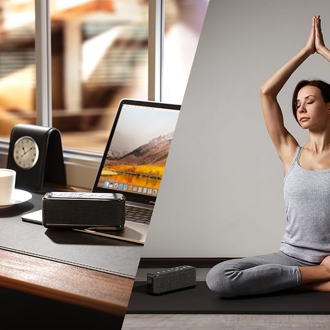Rechargeable Sound Machine with Bluetooth Speaker, White Noise for Sleep | 15 Soothing Sounds, 3000mAh Type-C Rechargeable Battery, 30/60/120-Minute Auto-Off Timer, Memory and Portable Design