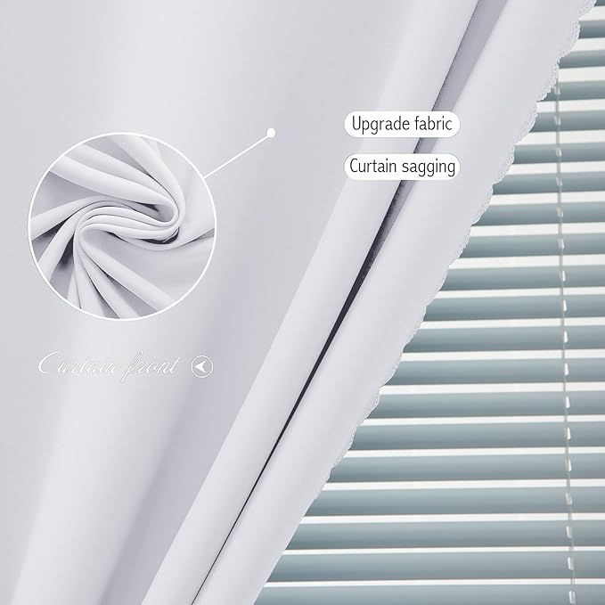 self Adhesive Curtains Portable Blackout Curtain Simple and Easy to Install Bedroom Window Thermal Lnsulated Kitchen Room Darkening Black Small Drapes, 59" W X 84" L, White, 2 Panels